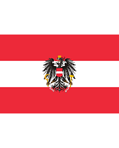 Fahne: Dienstfahne der Republik Österreich; Variante mit künstlerisch ausgestaltetem Adler