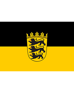 Fahne: Landesdienstfahne Baden-Württembergs mit kleinem Landeswappen