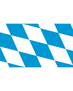 Fahne: Die Rautenfahne des Freistaates Bayern seit 1971. Das Seitenverhältnis ist nicht vorgegeben