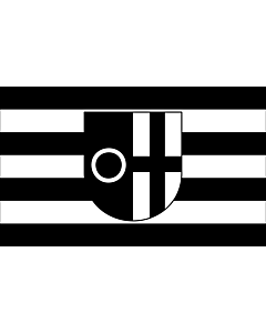 Fahne: Beschreibung der Fahne  Die Fahne der Stadt Datteln zeigt in der Mitte das Stadtwappen auf schwarz - weiss gestreiftem Felde in waagerechter Anordnung über 4 schwarzen und 3 weissen Streifen