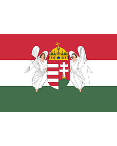 Fahne: Hungary  1867-1918 | A variant of the flag of the Kingdom of Hungary used between 6 November 1915 to 29 November 1918 | A Magyar Királyság 1915. november 6. és 1918. november 29. között használt zászlajának egyik változata