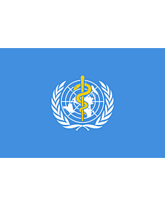 Fahne: WHO | World Health Organization | L Organisation mondiale de la santé