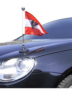  magnetisch haftender Autofahnen-Ständer Diplomat-1-Chrome Österreich mit Dienst-Wappen 